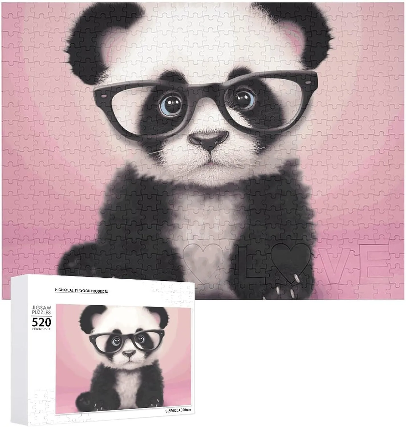 Adults Wooden Challenging Puzzle Baby Panda with Glasses Custom Personalized Picture Puzzle for Adults & empire snap hardly vapor manage slate Kids Family Game Nights Difficult Wooden Puzzle 20.5x15 Inches 520 Pieces Jigsaw Puzzle for 
