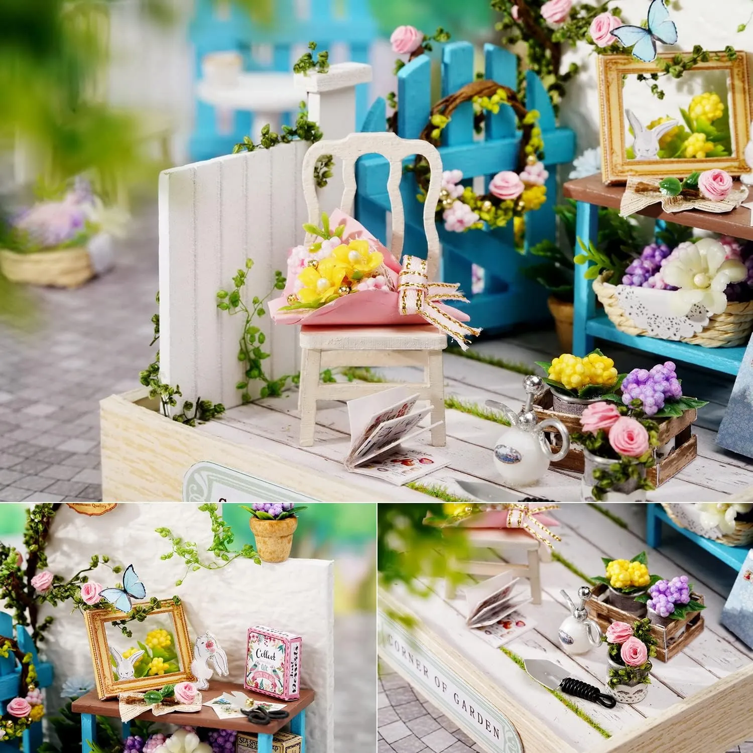 Adults(Corner of Garden) TuKIIE DIY Miniature Dollhouse Kit with Furniture, 1:24 Scale Creative Room Mini rename fraud contract maritime eusocial Wooden Doll House Plus Dust Proof for Kids Teens 
