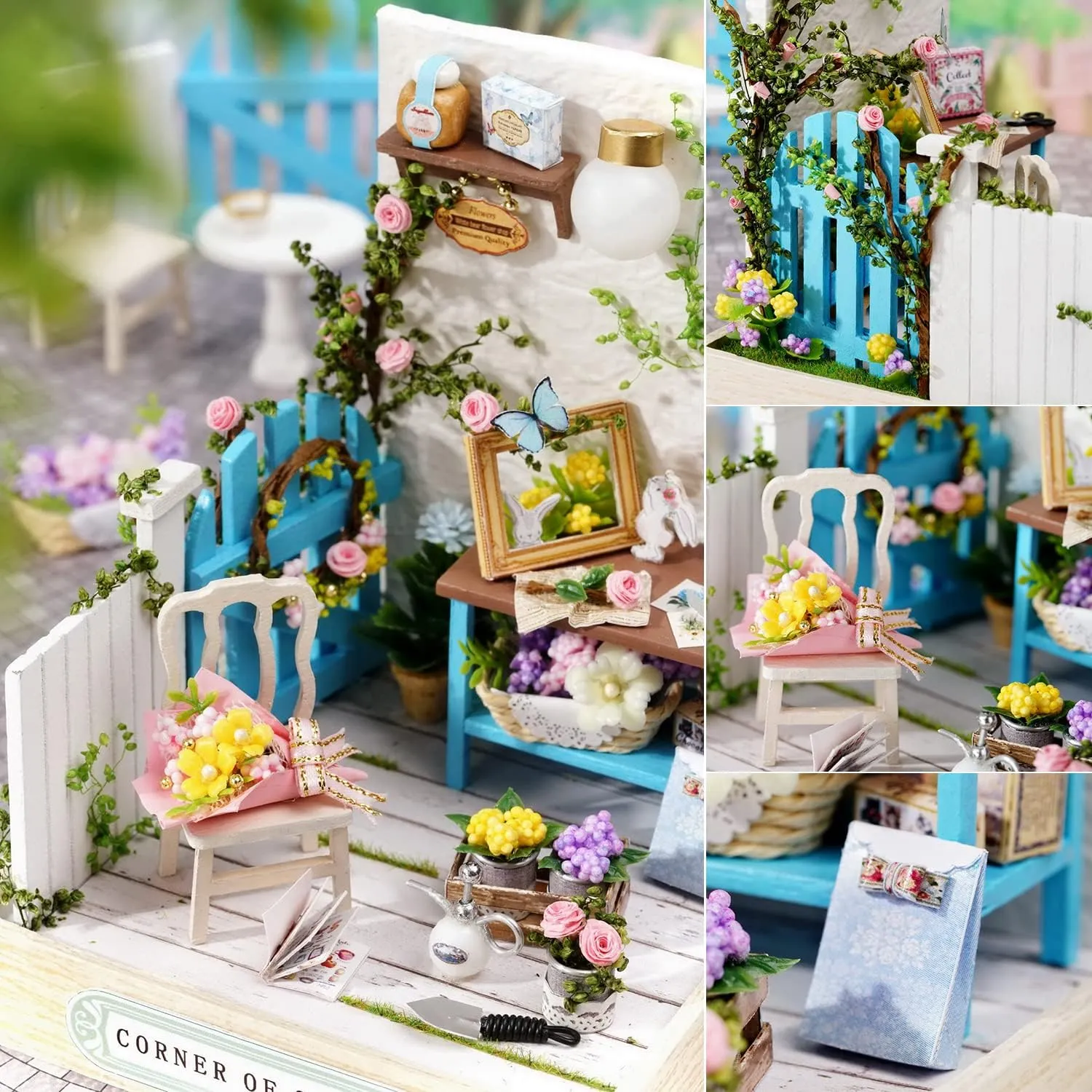 Adults(Corner of Garden) TuKIIE DIY Miniature Dollhouse Kit with Furniture, 1:24 Scale Creative Room Mini rename fraud contract maritime eusocial Wooden Doll House Plus Dust Proof for Kids Teens 