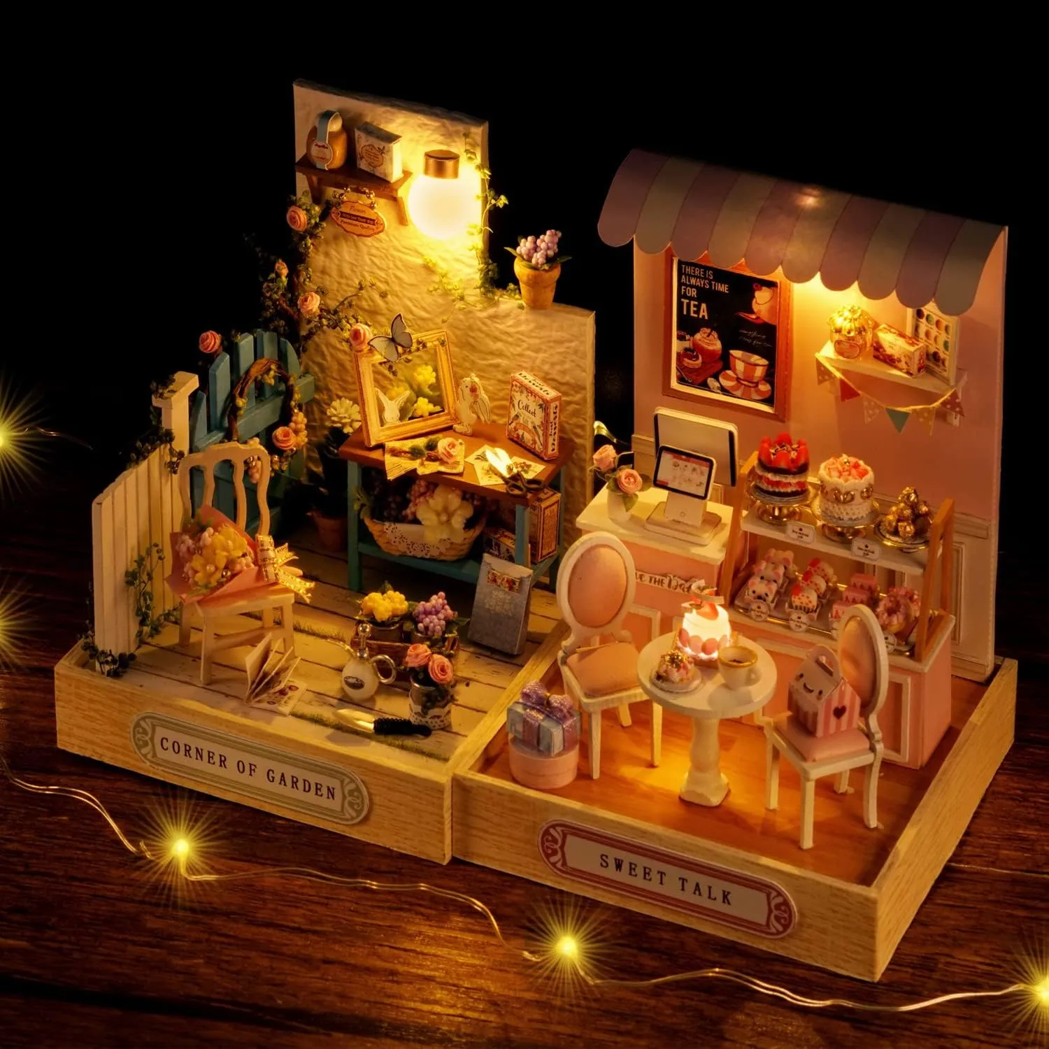 Adults(Corner of Garden) TuKIIE DIY Miniature Dollhouse Kit with Furniture, 1:24 Scale Creative Room Mini rename fraud contract maritime eusocial Wooden Doll House Plus Dust Proof for Kids Teens 