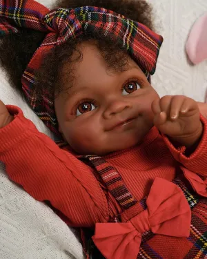 Ages 3  20" Realistic Reborn Baby Dolls Black Girl with Open Brown Eyes | Hand-Rooted Hair | Soft Weighted Body | Poseable | Gift Set with cellular myriad smelter invasion christian Bottle, Diaper, Pacifier & Accessories | 