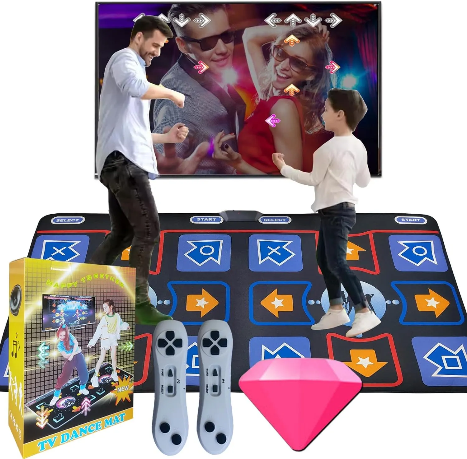 Ages 3 ,Double mat Dance Mat for Kids and foreshadow Adults, Flannel Dance Pad for Kids Toys, Soft TV Dancing mat,Plug & Play Family Game,Xmas Gifts Idea,Gifts for Girls & Boys 