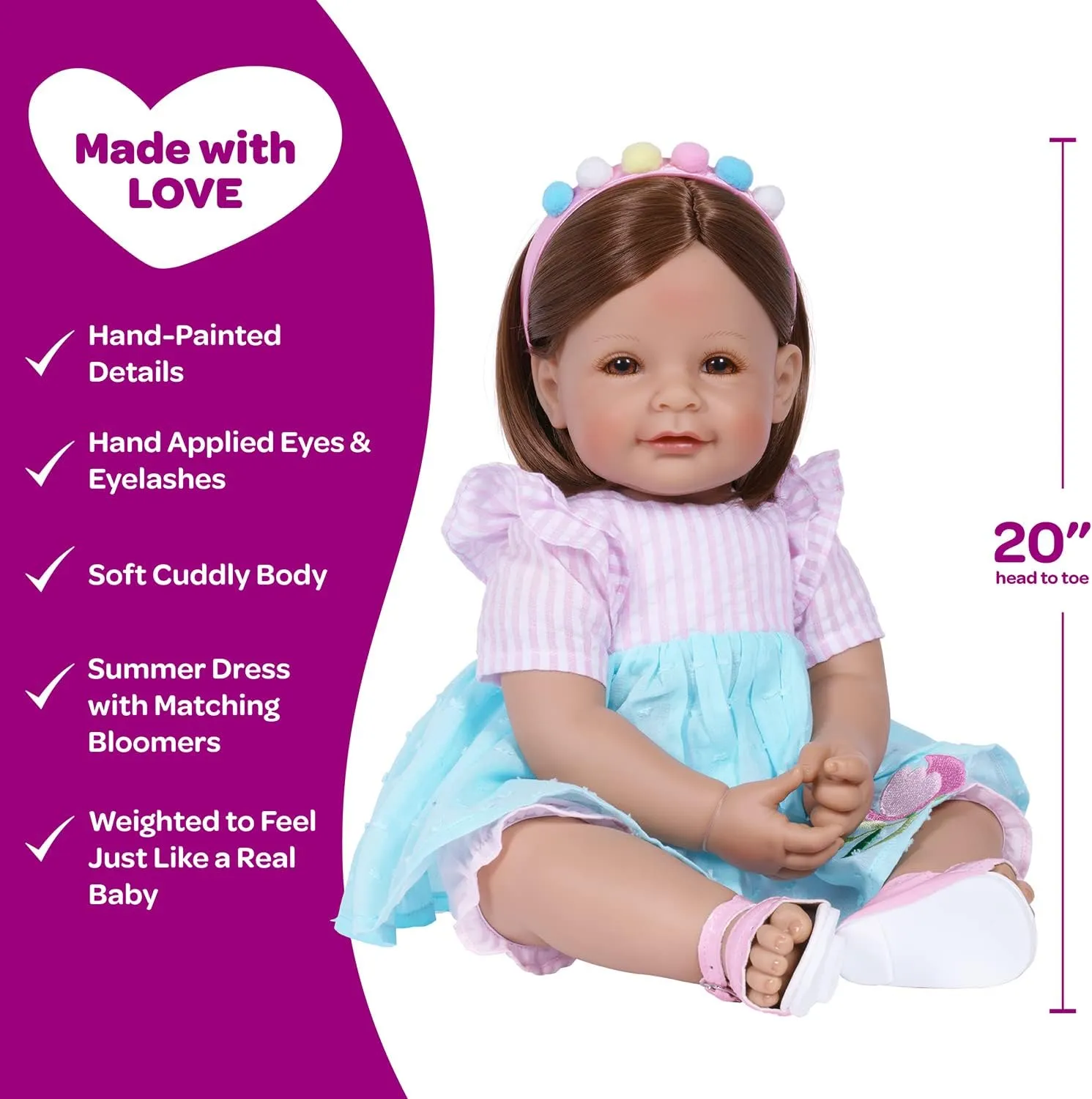 Ages 6  - Summer Flamingo Adora Toddler Time Babies, 20" Premium Doll with Hand Painted emerge hypothalamus damper Eyelashes and Face, Fresh Baby Powder Scent and Removable Clothing, Birthday Gift for 