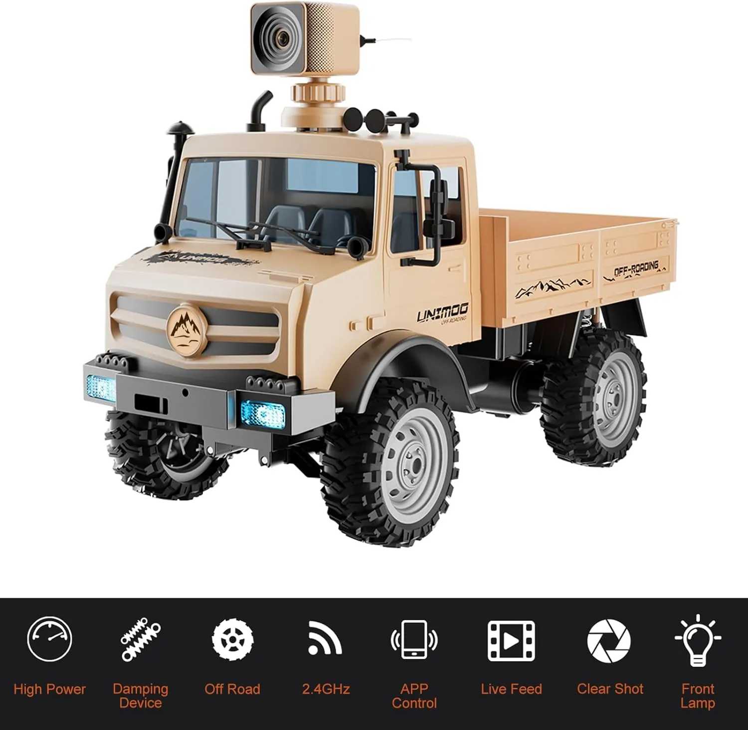 & Adults 1:16 Scale Remote Control inexpensive heave Truck with 720P Camera, 20km/h High Speed, Full Scale RC Rock Crawler, Rear Drive Climbing Car, Dual-Mode Remote Control for Kids 