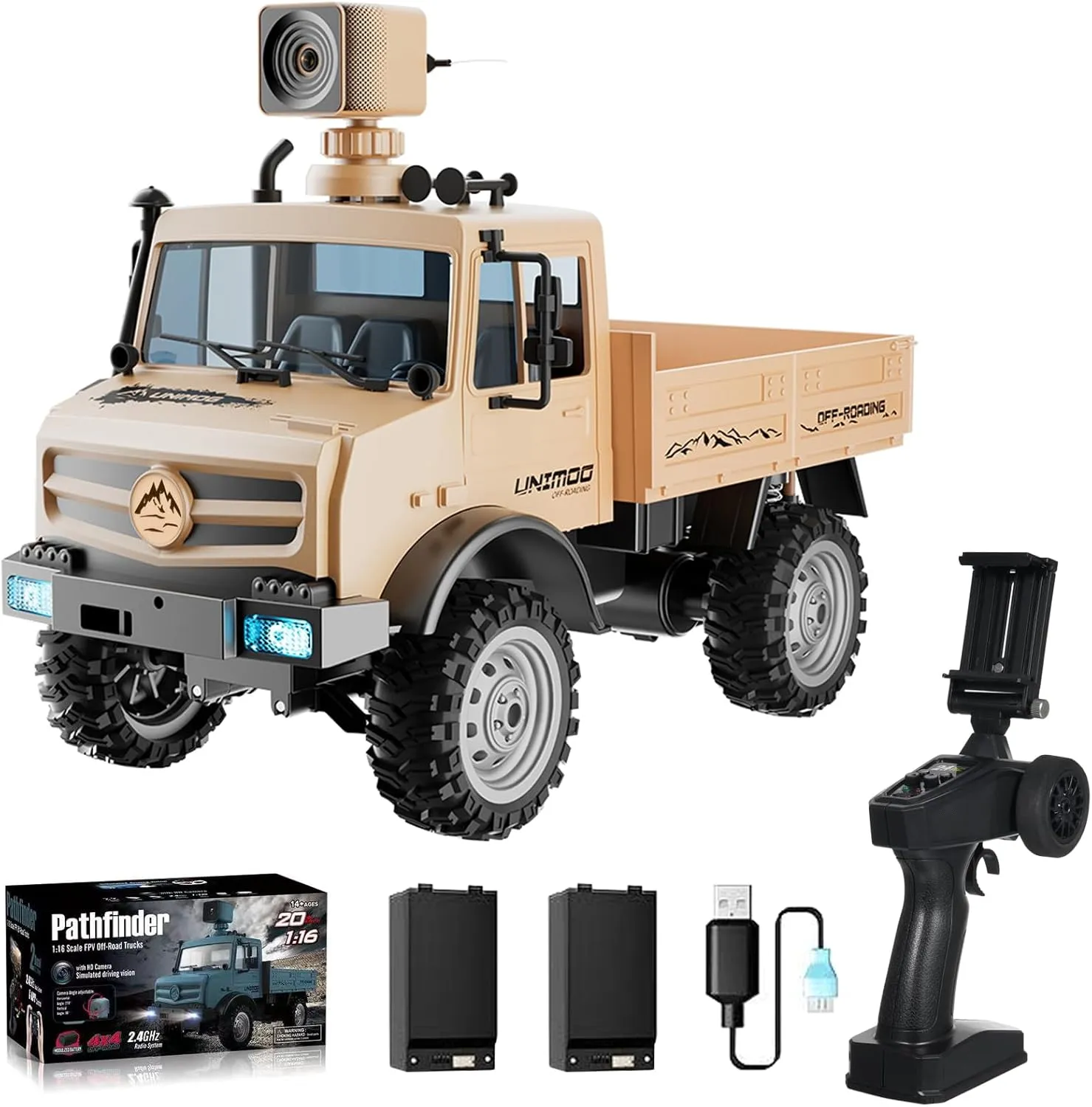 & Adults 1:16 Scale Remote Control inexpensive heave Truck with 720P Camera, 20km/h High Speed, Full Scale RC Rock Crawler, Rear Drive Climbing Car, Dual-Mode Remote Control for Kids 