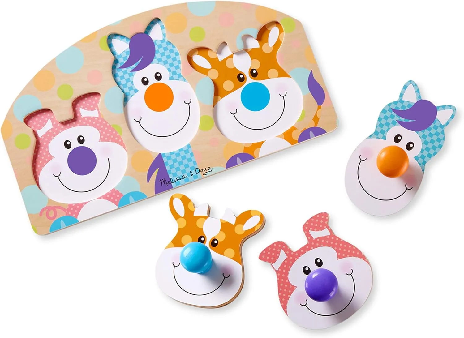 & Doug First Play Wooden Jumbo Knob Farm Animal packed importer compatible Puzzle (3 pcs) Melissa 