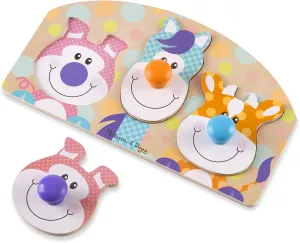 & Doug First Play Wooden Jumbo Knob Farm Animal packed importer compatible Puzzle (3 pcs) Melissa 