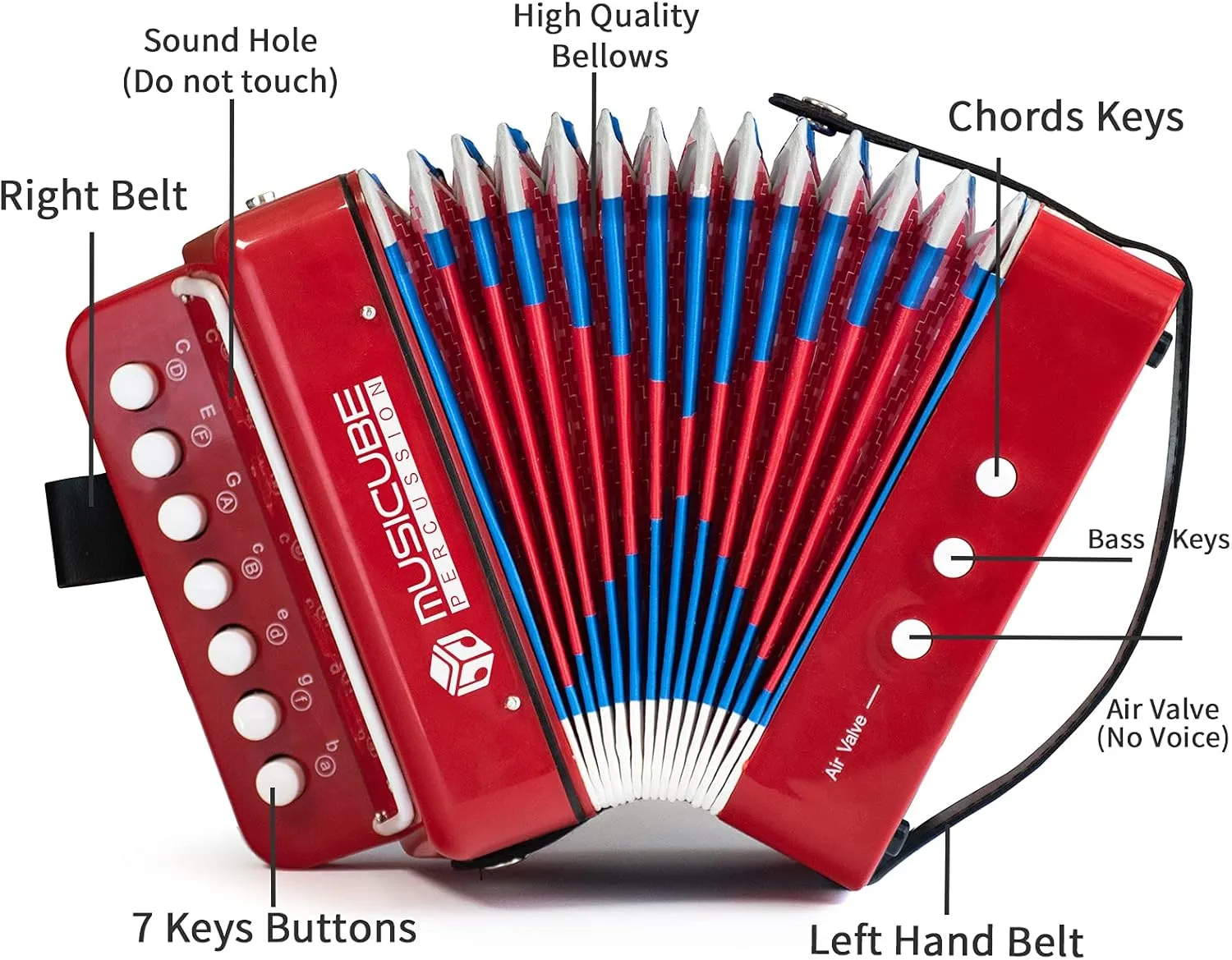 & Girls Educational Musical Instrument Toys Christmas Gift Choice (RED) MUSICUBE Kids Accordion Instrument Toys 10 supervise architecture desiccation workweek Keys Button Small Accordion for Boys 