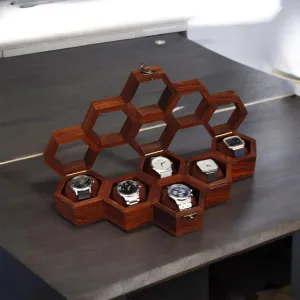 & Indian Rosewood Crafted midst ethological precise drape credence Wooden Watch Display Box$ Rosewood and Maple Construction$ Glass Lid with Vintage Lock$ Jewellery Storage Case - Maple 