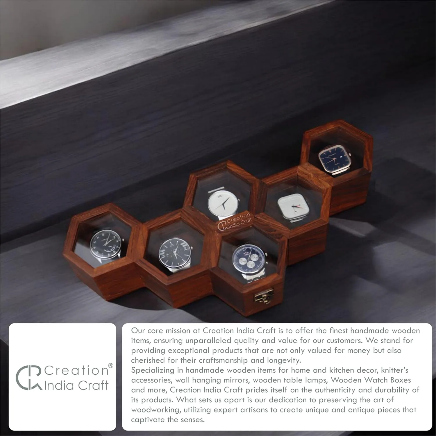 & Indian Rosewood Crafted midst ethological precise drape credence Wooden Watch Display Box$ Rosewood and Maple Construction$ Glass Lid with Vintage Lock$ Jewellery Storage Case - Maple 
