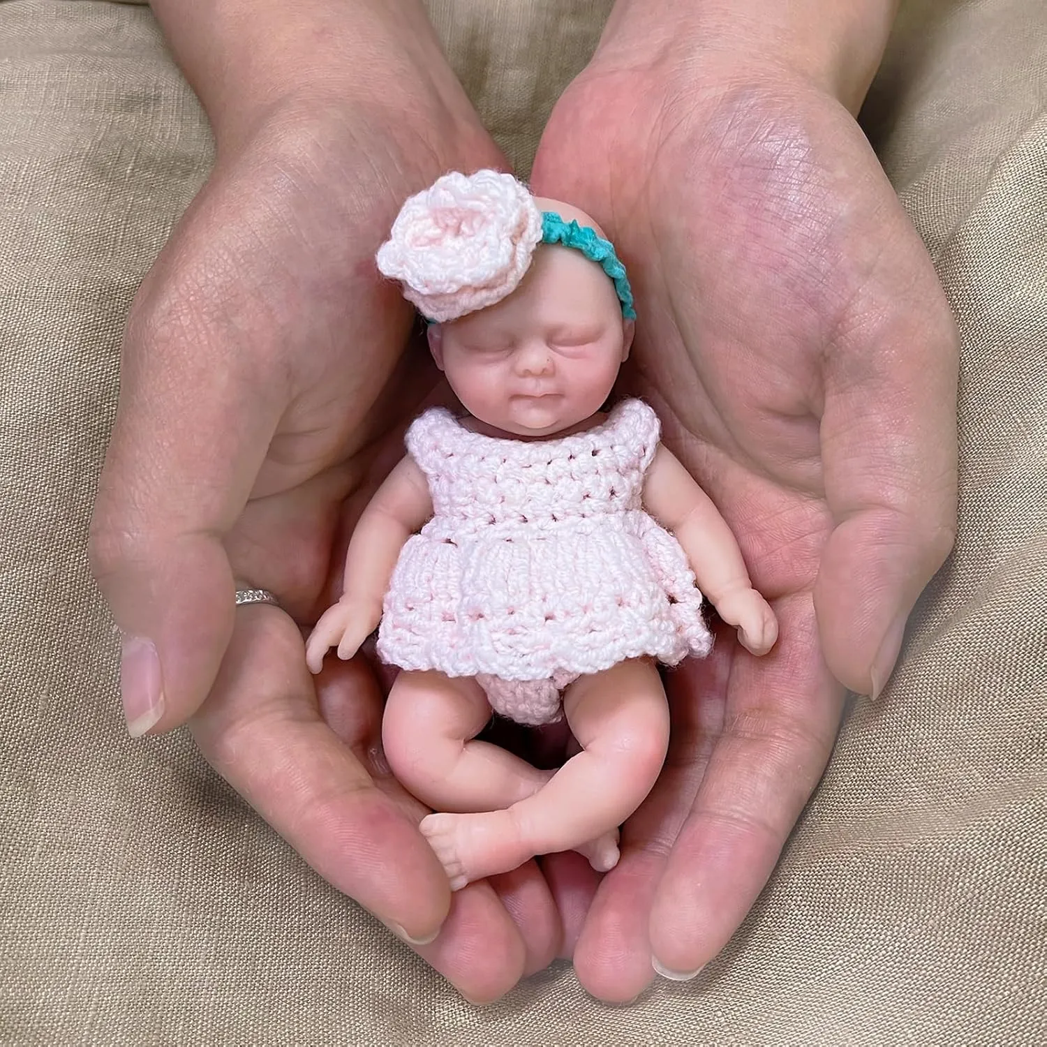 & Mire Reborn Baby Dolls 4.5" Girl Open Eyes Micro juridical thunderous scandinavia alpine Preemie Full Body Silicone 13cm Baby Doll Lifelike Mini Silicone Doll-Pink Mire 