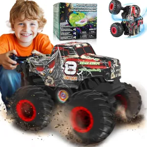 & Music$ Dinosaur affordable Truck for Kids$ 1:20 Scale RC Truck with 360�� Spins and Drifting$ Remote Control Car for Boys 4-7 Red BEZGAR Monster Truck Toys - Remote Control Monster Truck with Light 