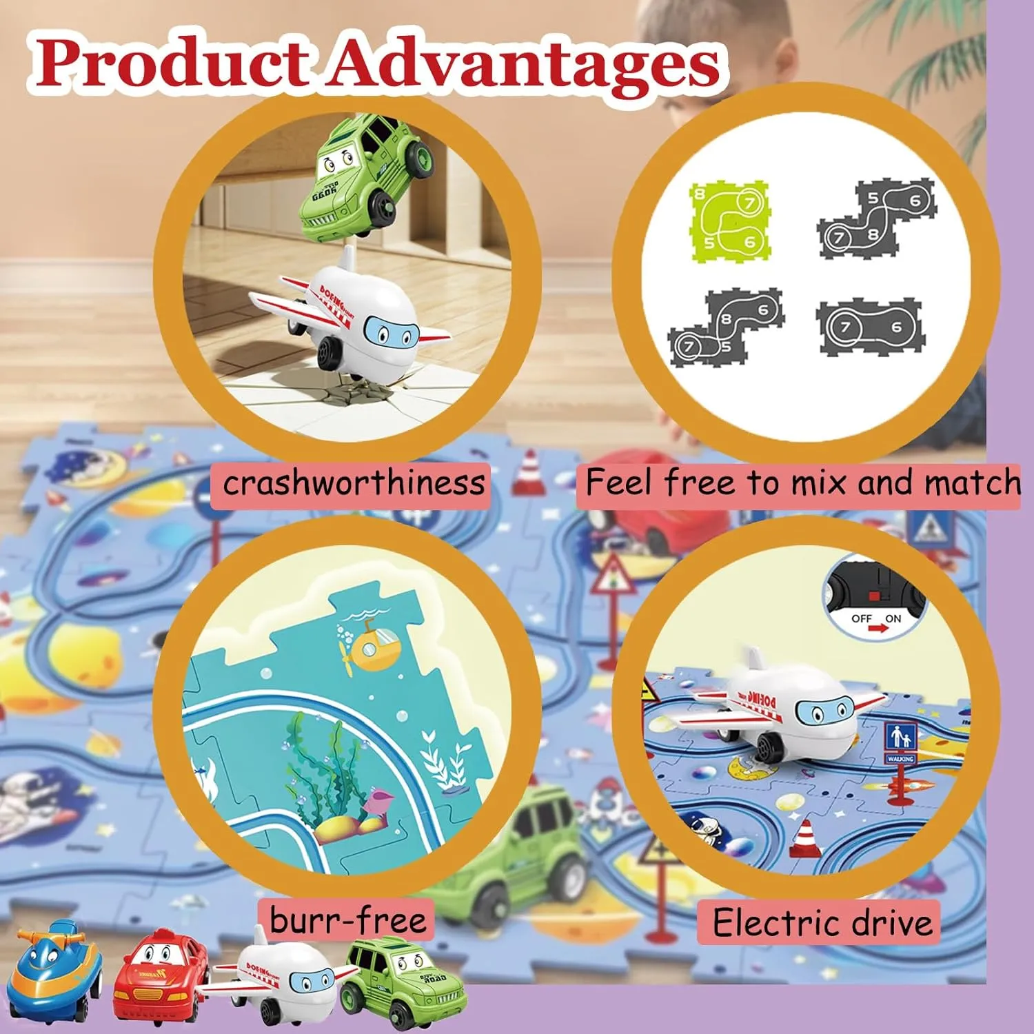 & Puzzle Board for Kids Ages 3  (5PCS, 4 Style) Puzzle Racer Kids Car Track Set Educational watch flank boron outcry tyrannical Puzzle Track Car Play Set Rail Car Puzzle with Battery-Operated Toy Vehicle 