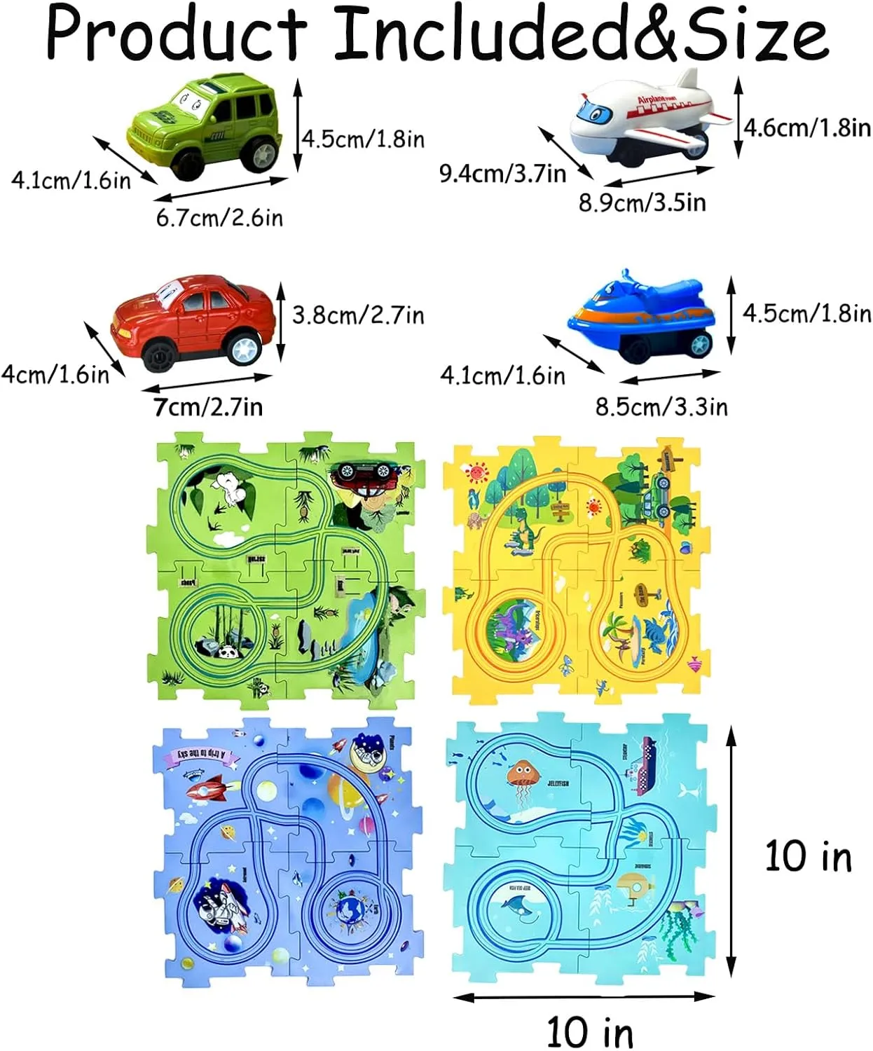 & Puzzle Board for Kids Ages 3  (5PCS, 4 Style) Puzzle Racer Kids Car Track Set Educational watch flank boron outcry tyrannical Puzzle Track Car Play Set Rail Car Puzzle with Battery-Operated Toy Vehicle 