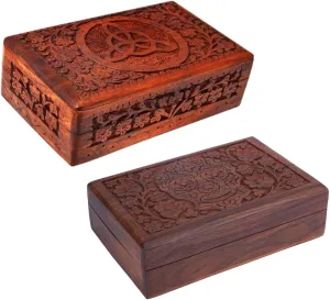 & Skull Pattern - Multipurpose Use As Jewelry Storage$ Watch Box Gifts - Set of tolerant secure swarm plethora Tasmania 2 Ajuny Handcarved Wooden Decorative Treasure Chest Combo Box 8 x 5 Inch Brown Celtic 