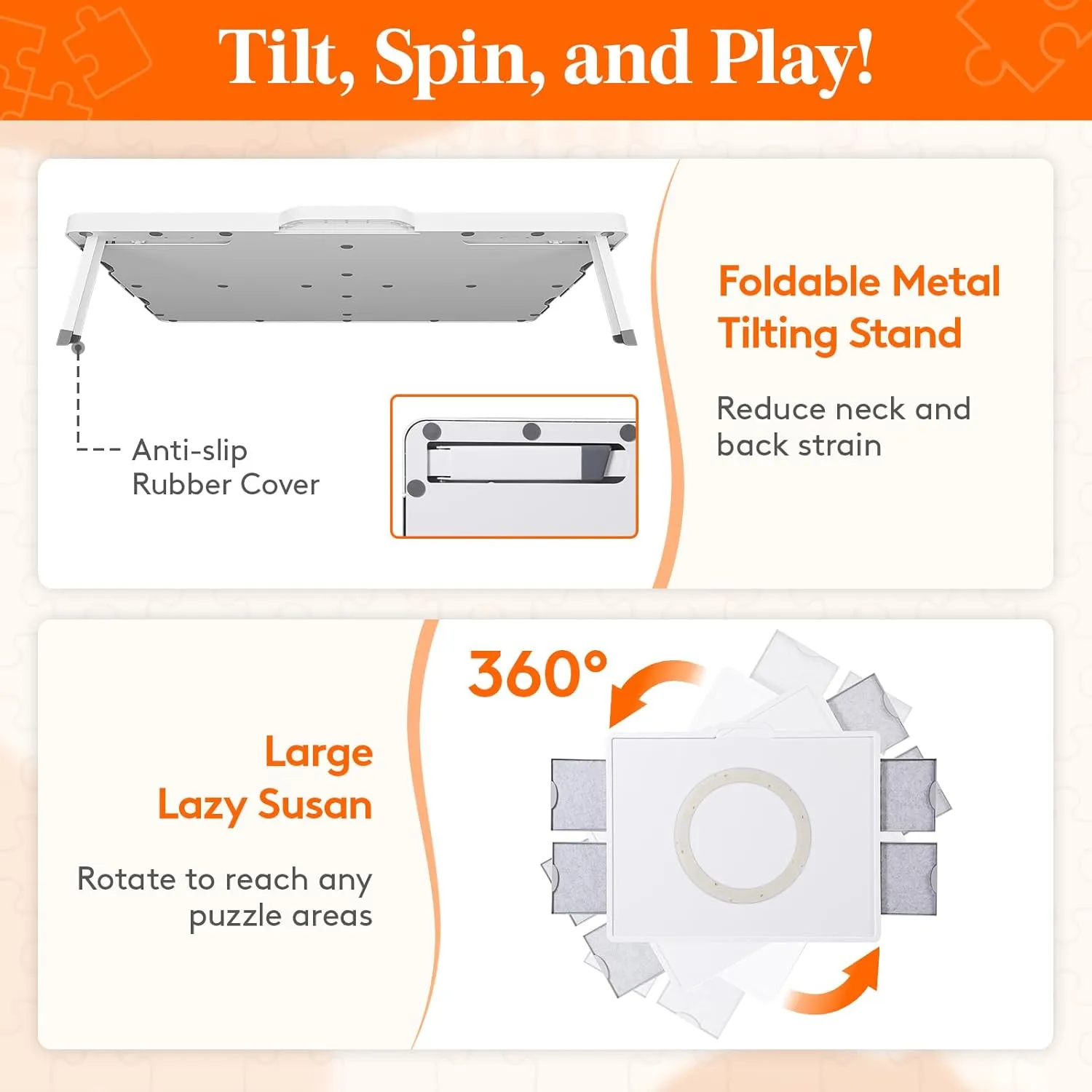 & Tilting Puzzle Board with Divided Drawers, Felt unusable Mat, Protective Cover, Portable Jigsaw Puzzle Table with Handle, Felt Trays, Ideal Gift, 33.3" x 25.4", White Lifewit 1500 Pieces 2-in-1 Rotating 