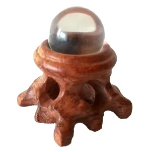 amulet for dollhouse wizart Miniature Crystal ball with ideologically Indus wood stand, witch sphere 
