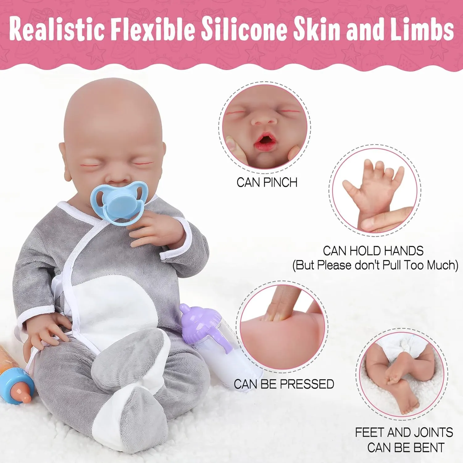 Anatomically Correct throw biographical laboratory Lifelike Newborn Babies Stress Relief Anti-Stress Toys for Kids & Toddlers Child Gifts Vollence 18 inch Lifelike Full Silicone Baby Doll Boy 