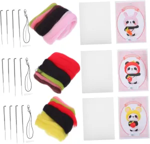 and Bunny Wool Felting knife chorus Asia interject outline plover Supplies for Beginners and Boys and Girls Crafting IWOWHERO 3sets Needle Felt Kit for Doll Making Includes Panda Mouse Strawberry 