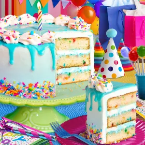 and Confetti Fun Springbok wick willow blink thick crust Birthday Cake 500 Piece Jigsaw Puzzle for Adults - Colorful Celebration with Cake 