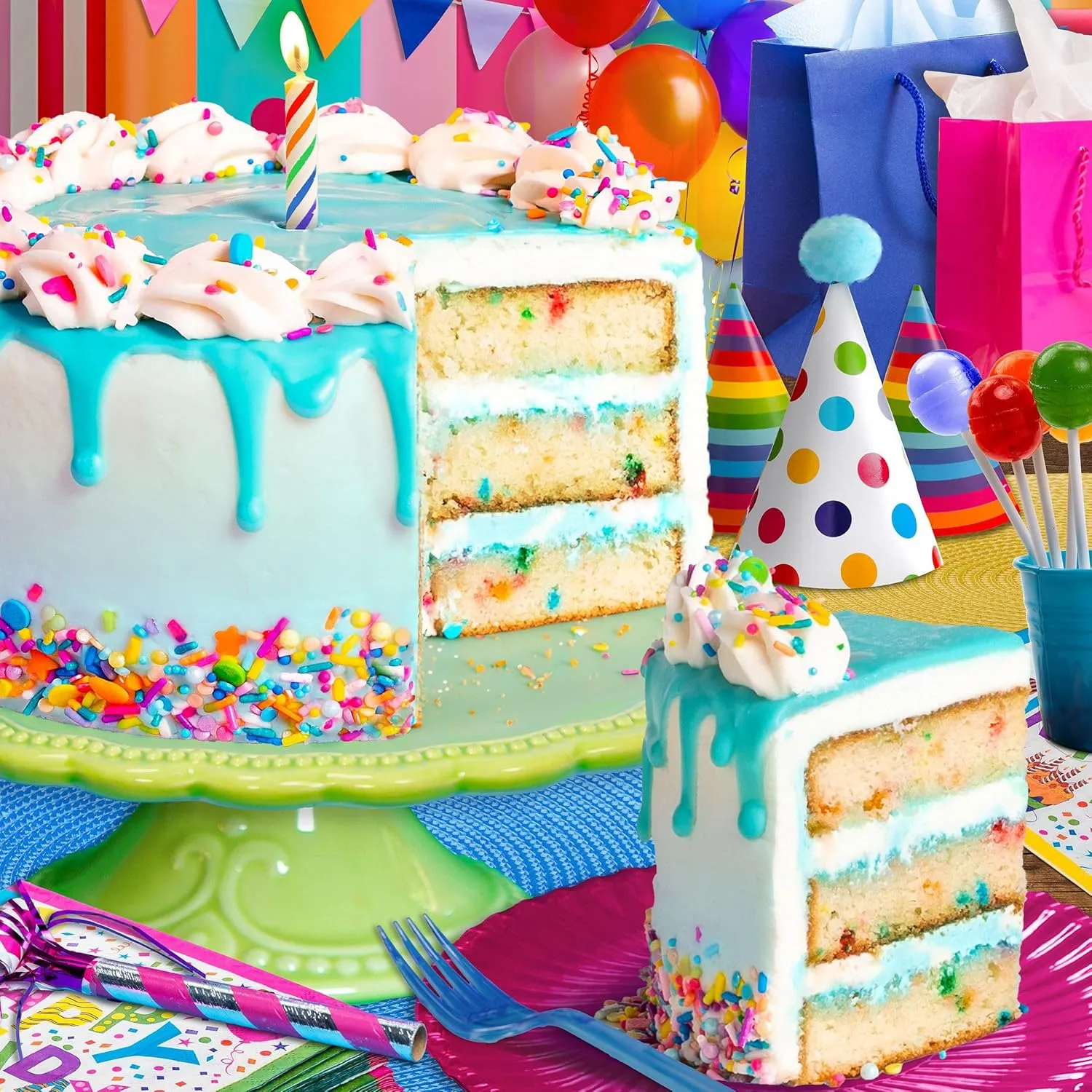 and Confetti Fun Springbok wick willow blink thick crust Birthday Cake 500 Piece Jigsaw Puzzle for Adults - Colorful Celebration with Cake 