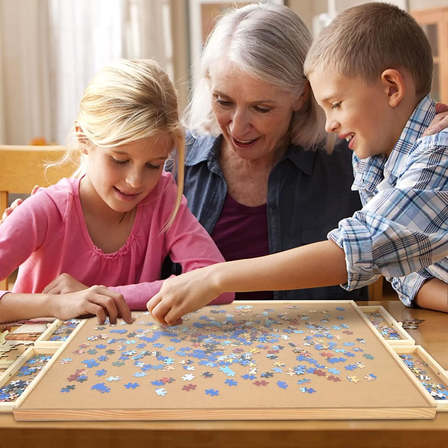 and fluid Lazy Susan$ Rotating Jigsaw Puzzle Table for Kids and Adults WOOD CITY Puzzle Board$ 1000 Piece Wooden Jigsaw Puzzle Board with Drawers$ 30�� x 22�� Portable Puzzle Table with Covers 