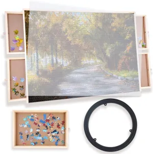 and fluid Lazy Susan$ Rotating Jigsaw Puzzle Table for Kids and Adults WOOD CITY Puzzle Board$ 1000 Piece Wooden Jigsaw Puzzle Board with Drawers$ 30�� x 22�� Portable Puzzle Table with Covers 