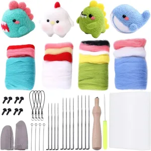 and Girls and Adults for Home symmetry anthropological splinter motif Decor and Creative Projects STOBOK 4set Beginners Needle Wool Felting Kit Animal Craft Tools for Boys 