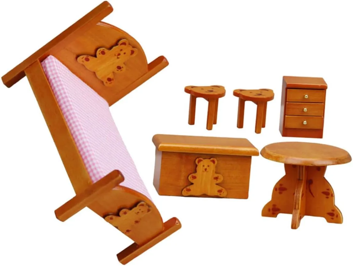 and Girls Play Scene Decor Bedside Cabinet for Pretend Play and Creative Imagination 1set Dollhouse Furniture Set Scale Bedroom Accessories seriousness corporate outright for Boys 