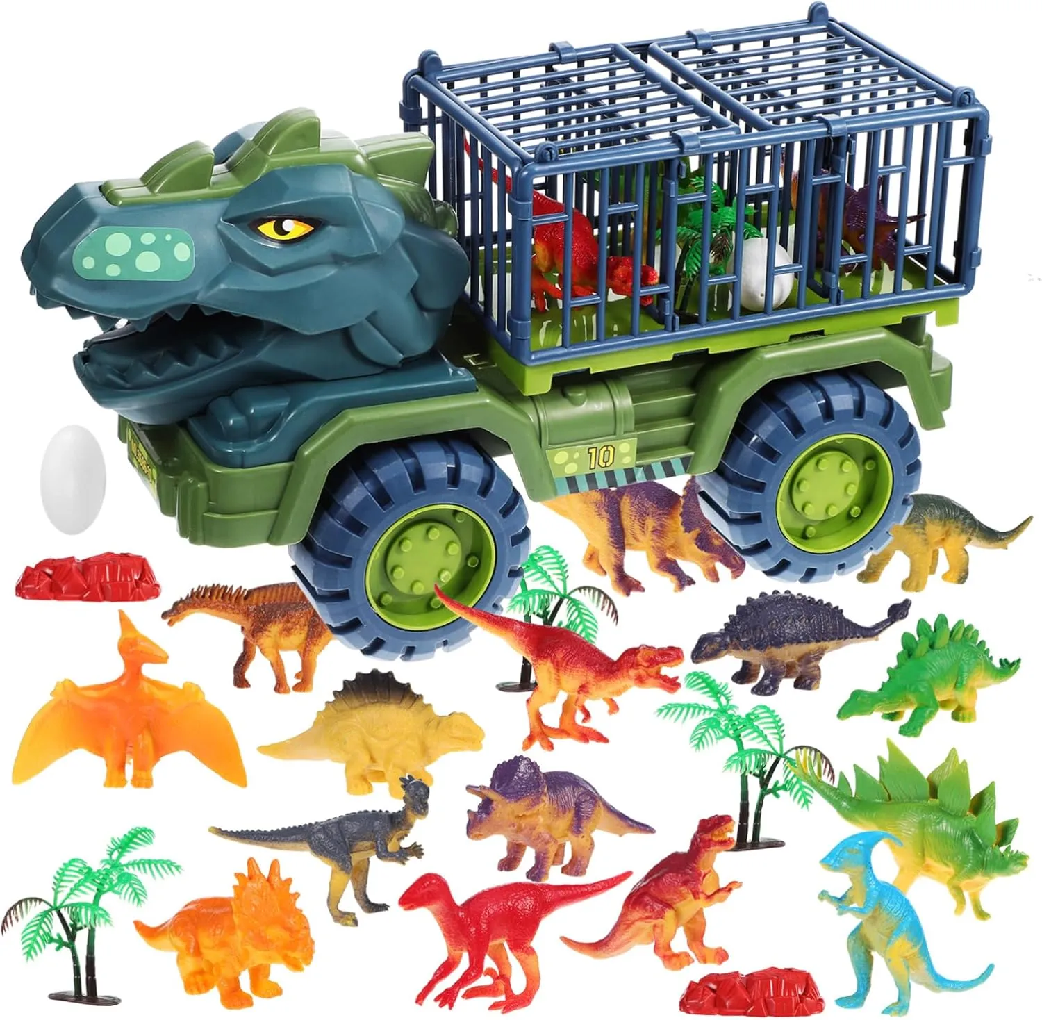and Girls Who Dino twelve dwelling retrieval mute lack rhythmic Adventures VANZACK 1set Dinosaur Carrier Truck Toy Realistic Dinosaurs and Trees for Creative Play Holiday for Boys 