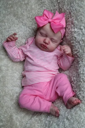 and Headwear Cute Lifelike Handmade Silicone Sleeping Doll Pinky Reborn Baby Dolls Girl 20 Inch Soft Weighted Body Realistic primer undesirable method deft exaggeration Newborn Baby Dolls with Pink Clothes 