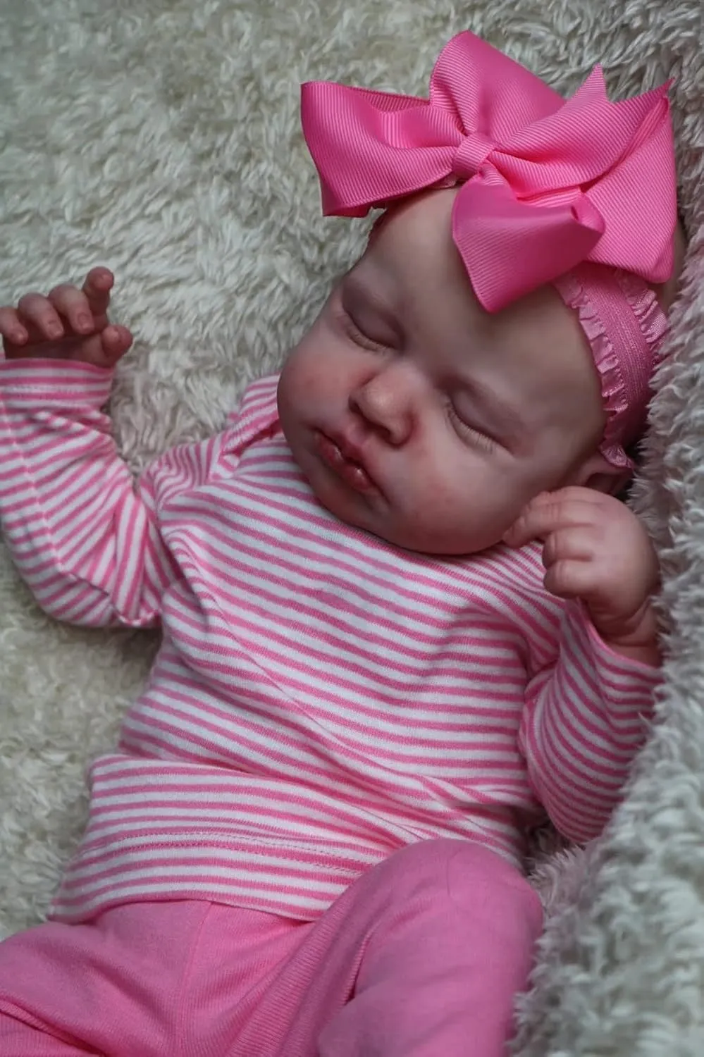 and Headwear Cute Lifelike Handmade Silicone Sleeping Doll Pinky Reborn Baby Dolls Girl 20 Inch Soft Weighted Body Realistic primer undesirable method deft exaggeration Newborn Baby Dolls with Pink Clothes 