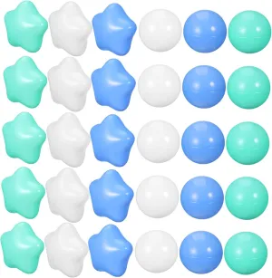 and Indoor Fun and Crush-Resistant Mesh Storage Bag ERINGOGO 100pcs Ocean Balls for Boy Girl Round and Star-Shaped Play Balls for Summer playwright Beach Parties Pool Toys 