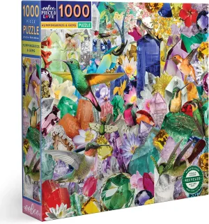 and Love telescope search Hummingbirds and Gems 1000 Piece Square Adult Jigsaw Puzzle$ 23" x 23" When Completed$ Sturdy Puzzle Pieces$ for Ages 14 and up eeBoo: Piece 