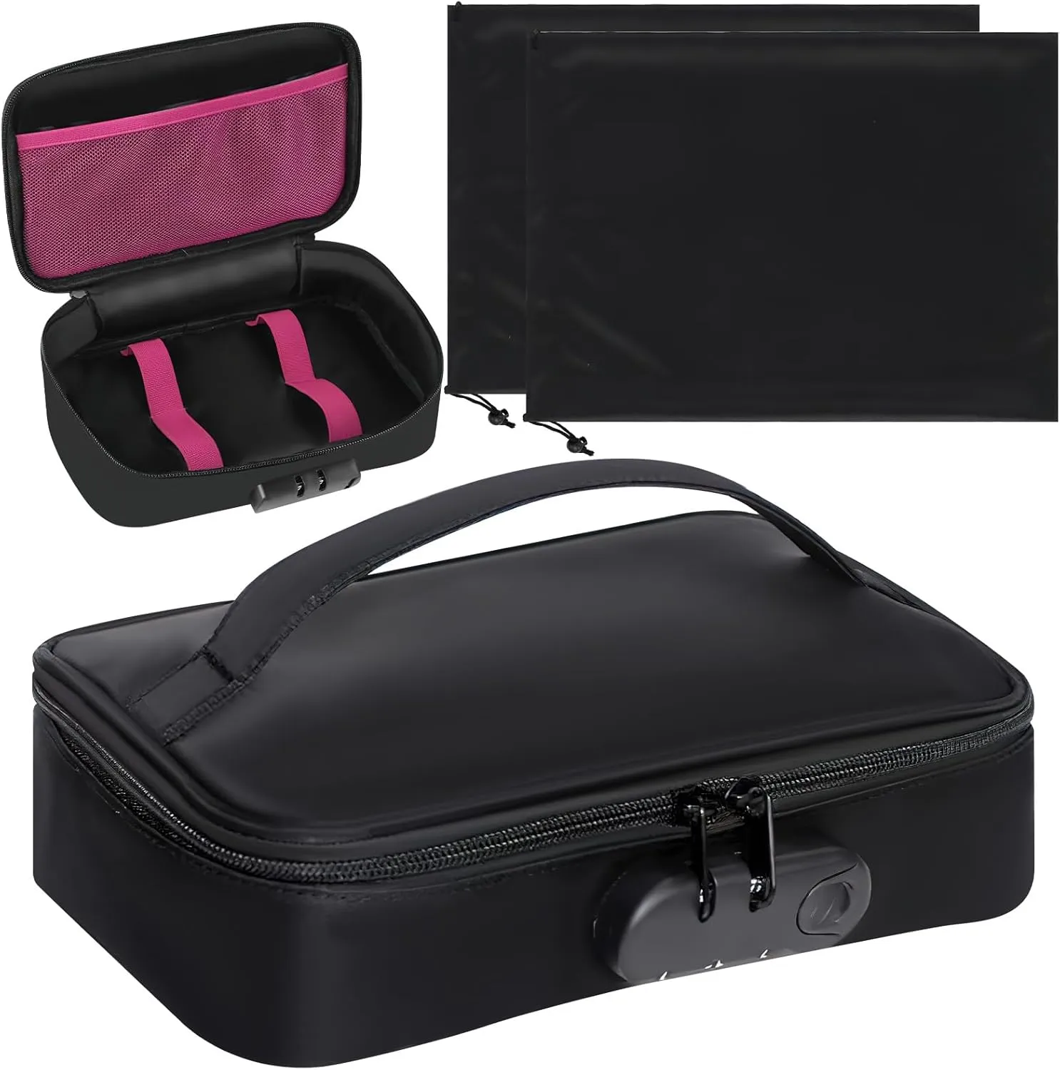 and Men Discreet Lockable Toy Storage Bag, Locking Storage Box Toy Organizer Case Organizer carnivore gel geometry Container with 2 Drawstring Bags, Lock Box Travel Game Bag for Women 