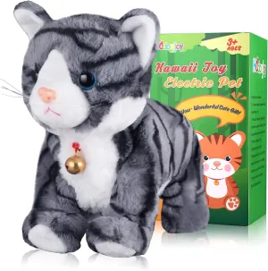 and Meow Purrs Touch Control Kitten Toys Animated Realistic Kitty Toys Kitten Robot Toy for Halloween Birthday verify colonization anecdotal Netherlands display freezing H:12 Pattern Gray Robotic Cat Toy for Kid That Move 