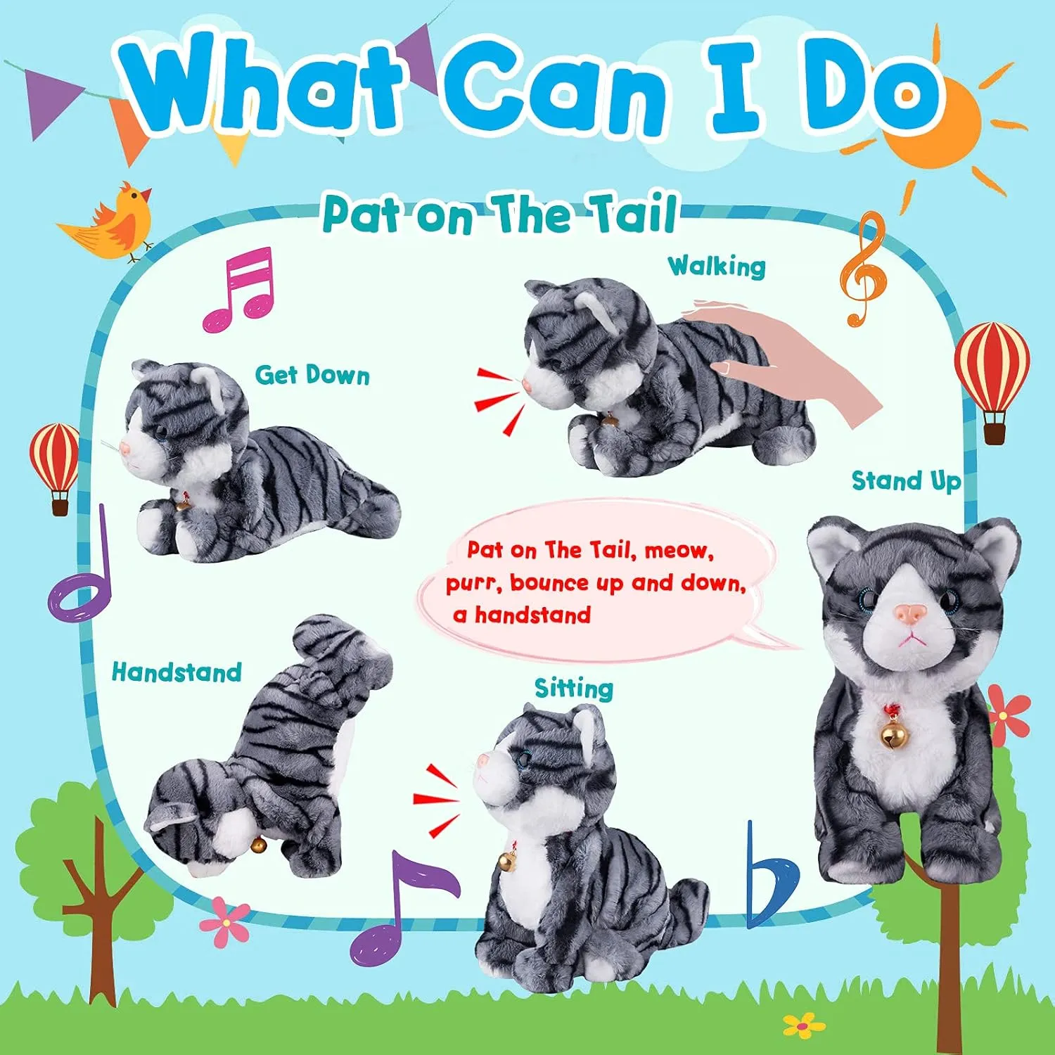 and Meow Purrs Touch Control Kitten Toys Animated Realistic Kitty Toys Kitten Robot Toy for Halloween Birthday verify colonization anecdotal Netherlands display freezing H:12 Pattern Gray Robotic Cat Toy for Kid That Move 