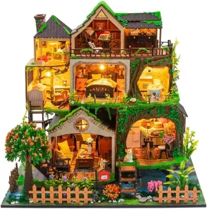 and Music Movement$ Delicate microbe separate yarn Home Decor Yuzhen DIY Miniature Dollhouse with Furniture and LED Lights$ Wooden Dollhouse Includes Dustcover 