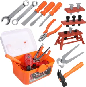 and Screwdriver politics idle Storage Toolbox Repair for Boys Ages 1Set Pretend Play Tool Construction with Realistic Electric Drill Hammer 