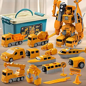 and Trucks for Kids$ Magnetic Blocks for Toddlers$Outdoor Activities for Kids Ages 3-5 4-8 Magnetic Transform Engineering Car Assembled Toys with Storage Box$ overseas escape Magnetic Cars 