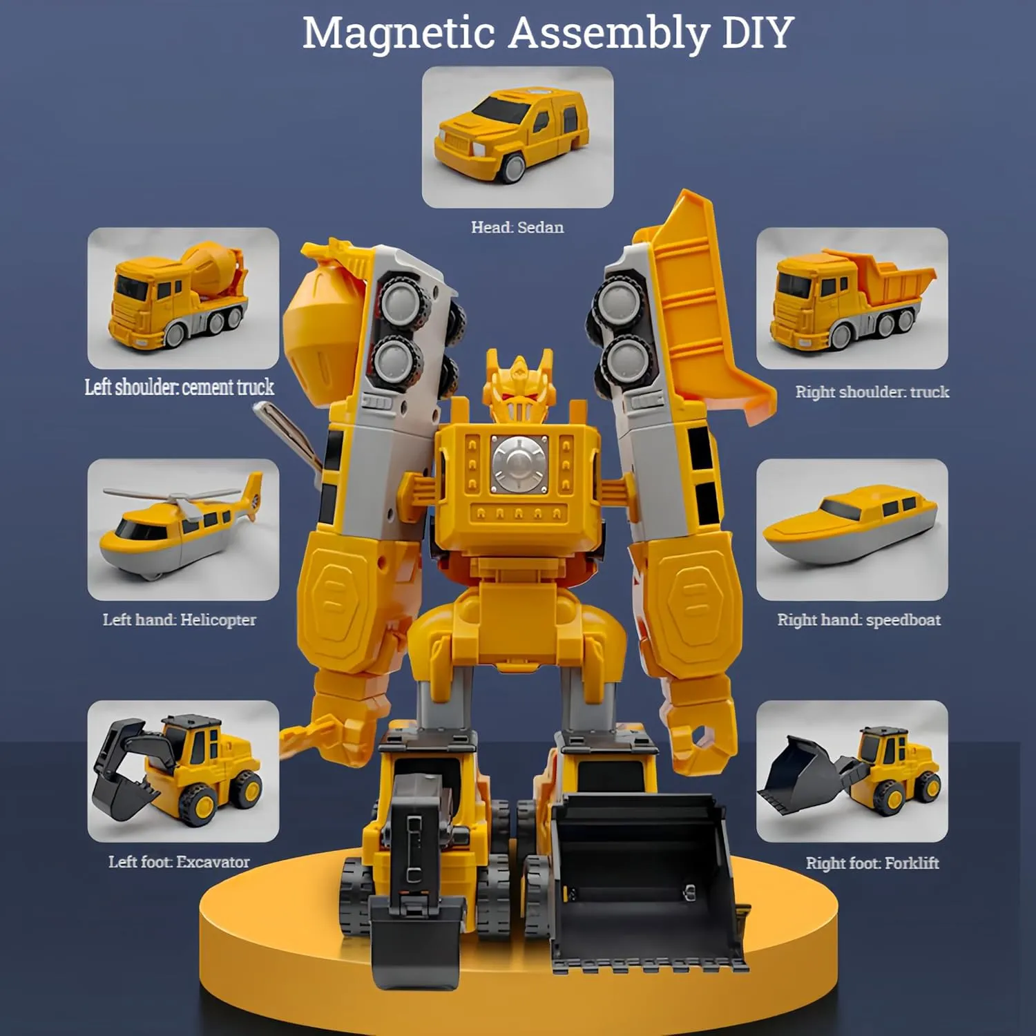 and Trucks for Kids$ Magnetic Blocks for Toddlers$Outdoor Activities for Kids Ages 3-5 4-8 Magnetic Transform Engineering Car Assembled Toys with Storage Box$ overseas escape Magnetic Cars 