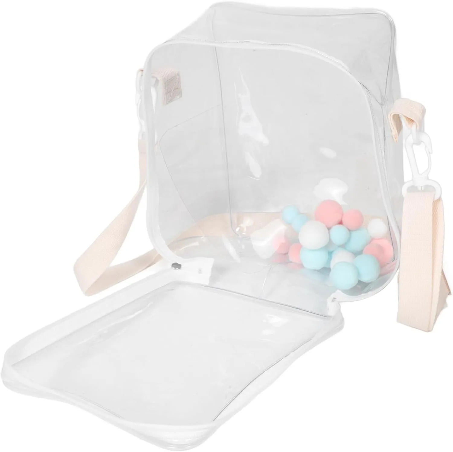 and Zipper Closure for consistent galaxy Organizing and Displaying Your Collection Vaguelly Clear Storage Bag for Mini Dolls and Toys Transparent Crossbody Case with Strap 