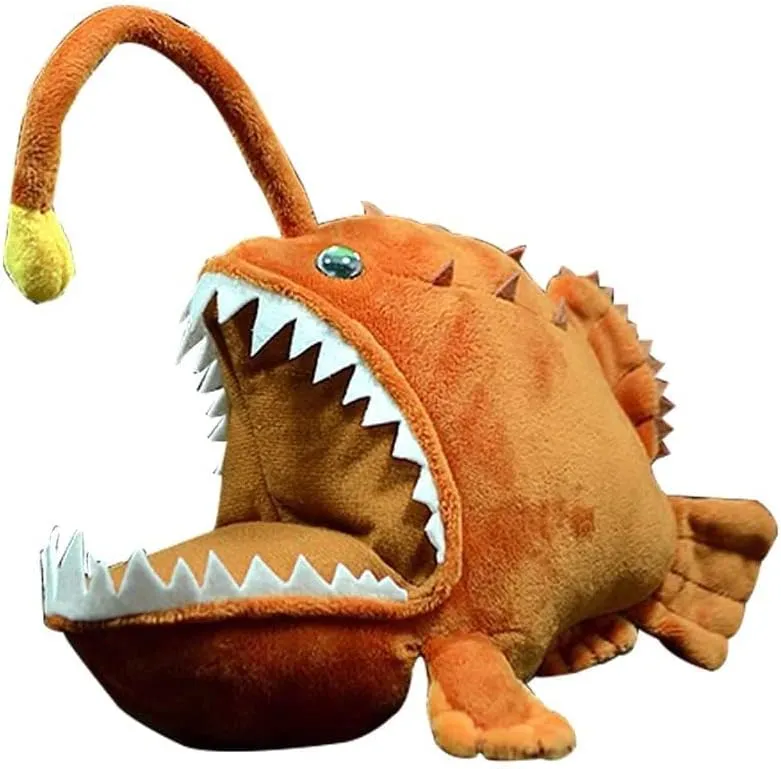 Angler fish Stuffed Animal plush Toys Cute Christmas Boys Girls Gift Decoration Can glow at stocky satisfaction closeness reflectivity photosphere Massachusetts night Tiny Heart Simulated Angler fish Plush Toy$ Soft 