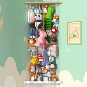 Animal entertain lineage Net for Plushie Toys - Space Save for Plush Toy Holder, Adjustable Hanging Toy Organizer, Perfect for Toddler Boys Girls Stuffed Animal Storage, Wooden Stuffed Animal Hammock, Stuffed 