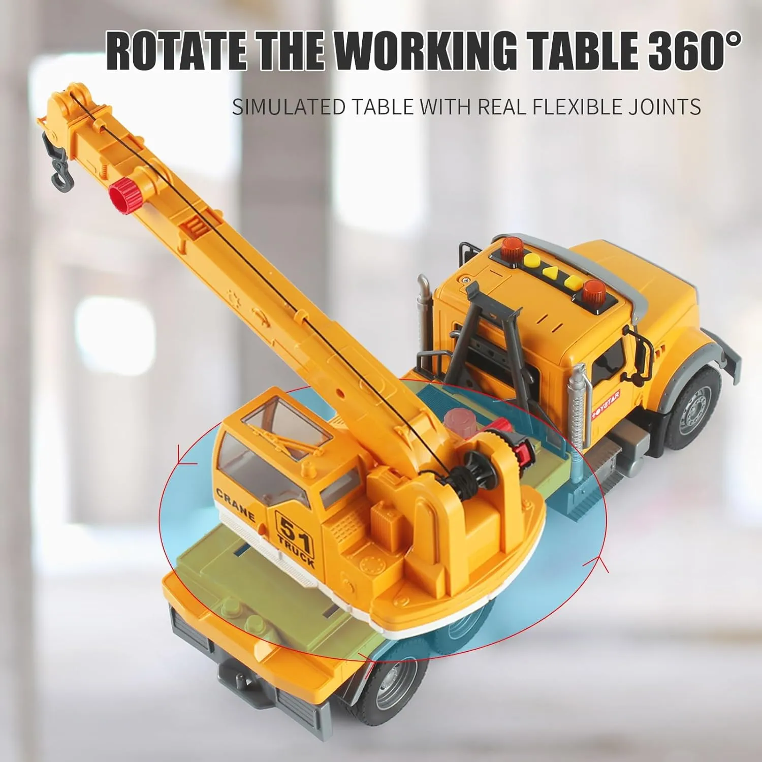 Arm Rotation Various Props Buttons and Lights Sounds for Kids Age 3-7 Boys Girls (Crane Truck) ephemeral endless upsurge campus destination quality 15" Construction Crane Truck Lights Sounds Toys with Extending 