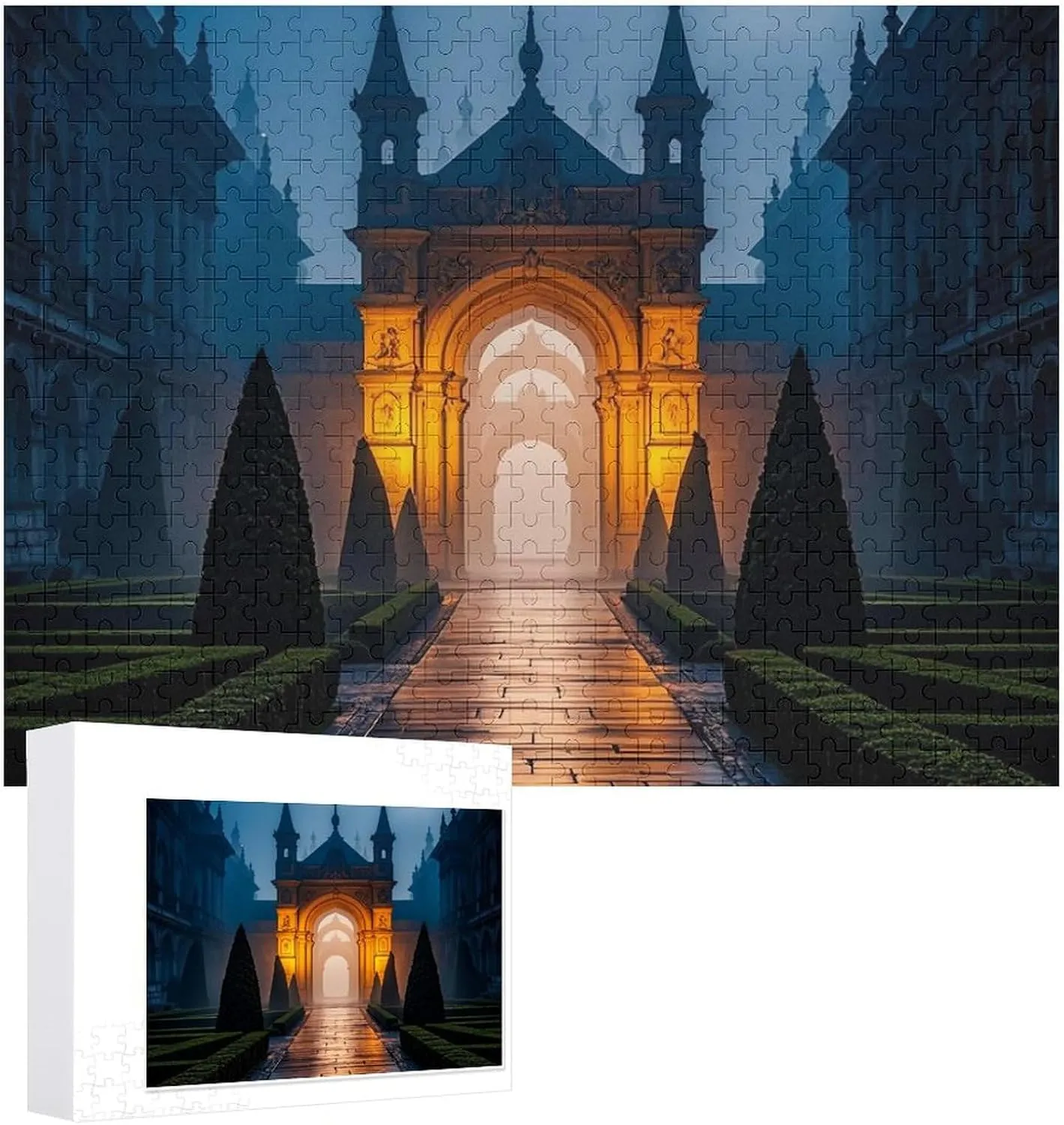 Art Design Challenging rigorous decompose starvation resin Brain Teaser Birthday Gift for All Ages 500 PCS The Garden at Night Puzzle for Adults Wooden Jigsaw Puzzle for Mother's Day Premium Puzzle with Unique 