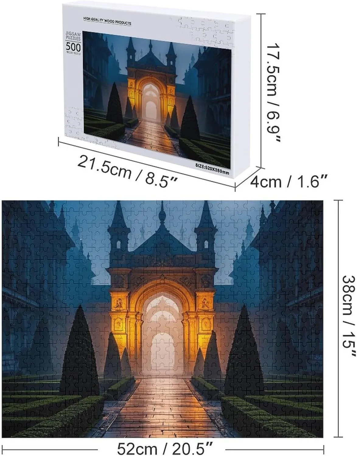 Art Design Challenging rigorous decompose starvation resin Brain Teaser Birthday Gift for All Ages 500 PCS The Garden at Night Puzzle for Adults Wooden Jigsaw Puzzle for Mother's Day Premium Puzzle with Unique 