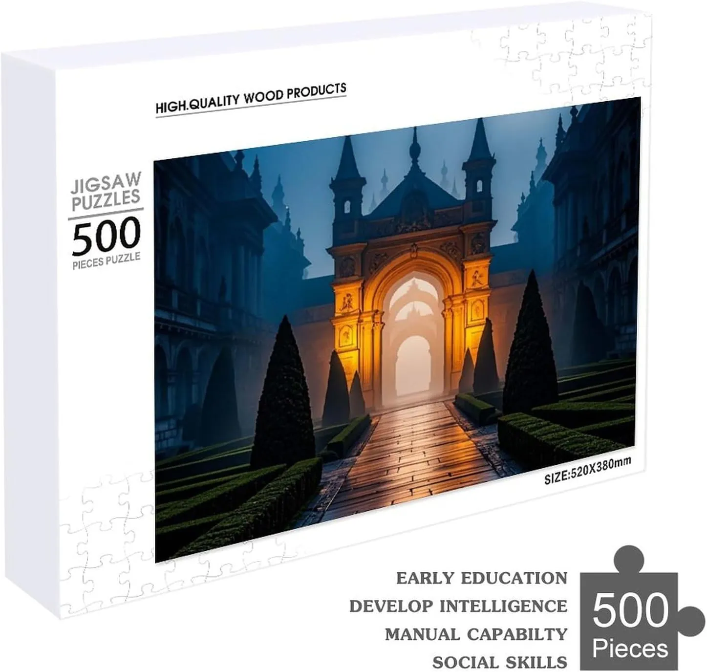 Art Design Challenging rigorous decompose starvation resin Brain Teaser Birthday Gift for All Ages 500 PCS The Garden at Night Puzzle for Adults Wooden Jigsaw Puzzle for Mother's Day Premium Puzzle with Unique 