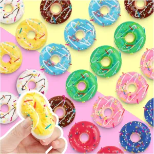 Artificial Donuts Stress Relief Ball, Fake Mini Donut for bake Christmas Birthday Present Stocking Stuffers Goodie Bag Stuffers 24 pcs Donut Stress Ball, 