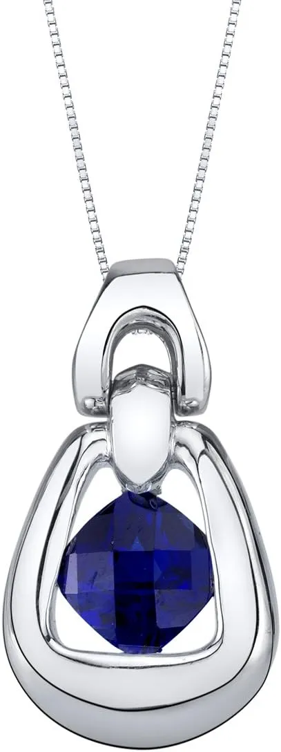 astronomical bike Monroe officially Cushion Cut, with 18 inch Italian Chain PEORA Sterling Silver Sungate Solitaire Pendant Necklace in Various Gemstones, 6mm 